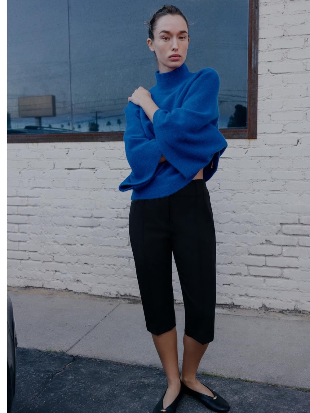 Zara Electric Blue Mock-Turtleneck Sweater - Picture 2 of 8